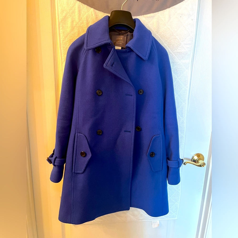 J.Crew women’s wool coat in a classic loyal blue color